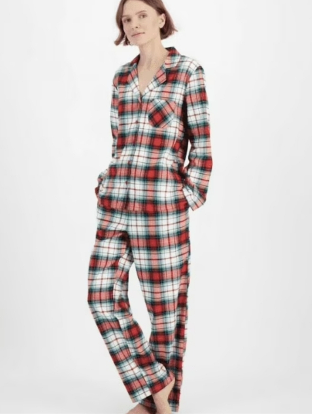 Holiday Lane Classic Red Plaid Long-Sleeve Cotton Pajama Set